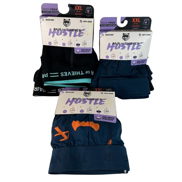 6 Pack Pair of Thieves Hustle Boxer Briefs XXL Black Blue Quick Dry - Picture 1 of 15